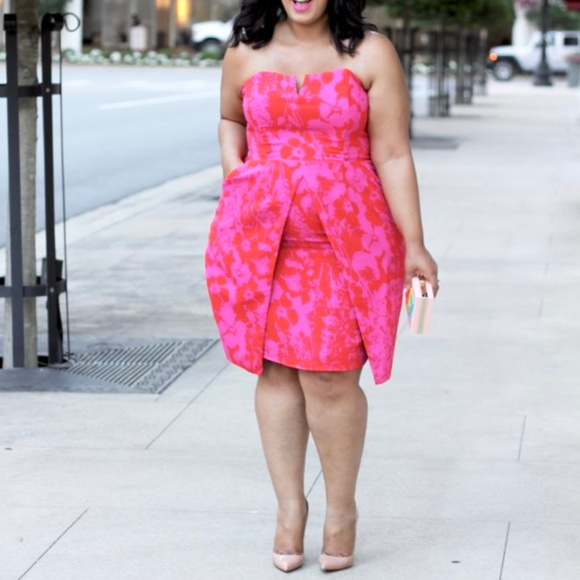 City Chic Dresses & Skirts - City Chic, Hot Pink Sexy Mono Print Dress, XS, 14